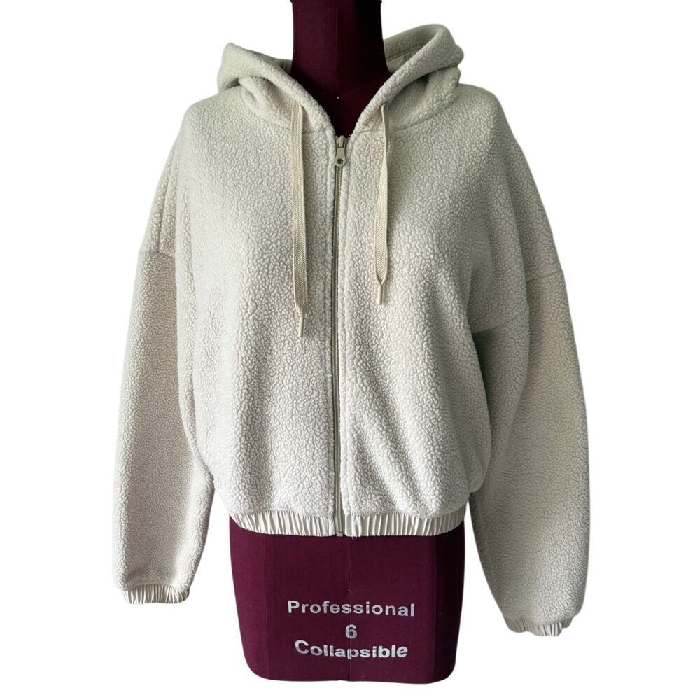 Offline By Aerie Sherpa Cropped Jacket size S  Hooded Pockets Full Zip